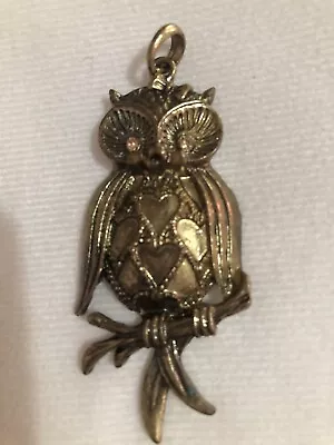 Vintage Gold Tone Large Owl Pendant • $15