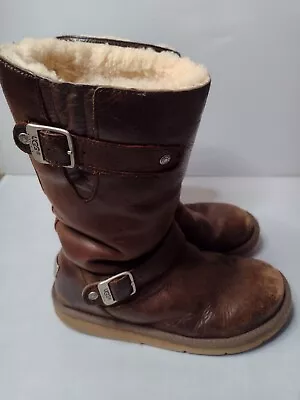 Ugg Kensington Buckle Distressed Leather Boot Size 8 Brown • £27