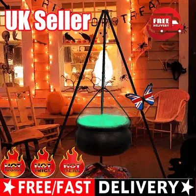 Halloween DecQS Outdoor Large Witches Cauldron On Tripod With Light Yard Decor • £23.03