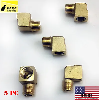 5x Solid Brass Street Pipe 90 Degree Elbow 1/4 Inch Male Female NPT Air Fuel WAT • $13.99