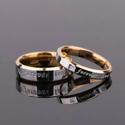 Titanium Steel Forever Love Ring Men Women Promise Couple Wedding Band Rings • $2.99