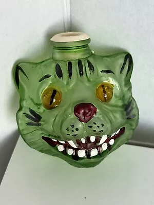 Vintage Green Cat Face Old World Christmas  Glass Light Cover Old Store Stock • $9.99