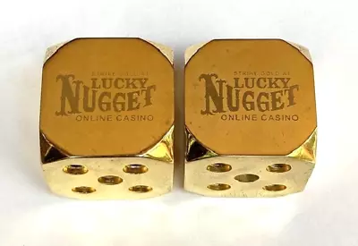 Vintage Pair Of Solid Brass 1.25  Lucky Nugget Online Casino Dice Large & Heavy! • $10