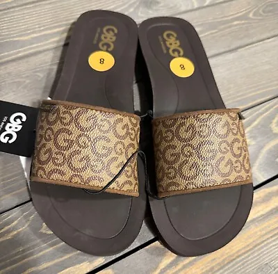 GBG G By Guess Slides  Slip On Shoes Sandals Slippers Logo Size 8 • $29.99