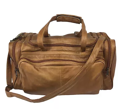 Vintage Brown Leather Boulder Ridge Duffle Bag Weekender Overnight Carry On • $79.99