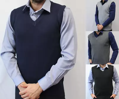 Men's Knitted Sweater Vest Sleeveless V Neck Vintage Style Jumper Cardigan (620) • £9.79