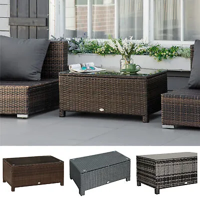 Rattan Outdoor Garden Furniture Weave Wicker Coffee Table - Black/Grey/Brown • £58.99
