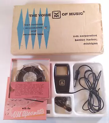 1950's Vintage VOM VOICE OF MUSIC Microphone In Box Tape Recorder Accesories • $65