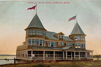 Cadillac Michigan Boat Yacht Club Building Lake Postcard • $3.99