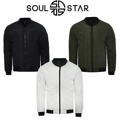 Soul Star Men's Zip Up Lightweight Bomber Jacket Outwear Windbreaker Jackets UK • £19.99