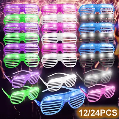 £17.99 • Buy 24PCS Flashing Party Glasses LED Light Up Glow Neon Shutter Shades Disco Rave