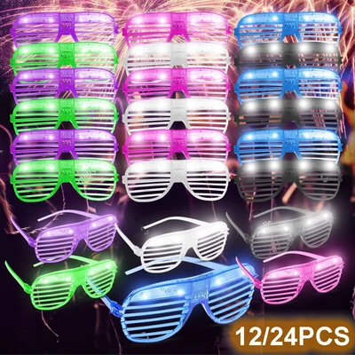 £17.99 • Buy 24PCS Flashing Party Glasses LED Light Up Glow Neon Shutter Shades Disco Rave
