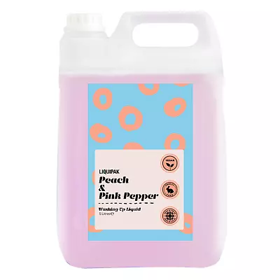 Liquipak Vegan Washing Up Liquid 5L Peach & Pink Pepper - Cruelty Free UK Made • £15.99