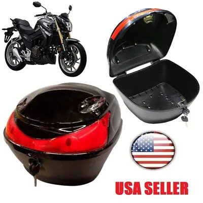 Universal Motorcycle Trunk Top Box Helmet Luggage Back Storage Case Motorbike US • $38.49