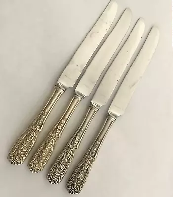 Four Westmorland MILBURN ROSE Sterling Silver Handle 9  Dinner Knives Vintage • $29.99