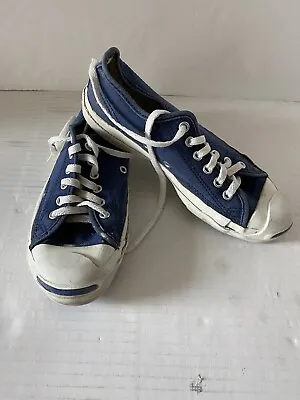 Converse Jack Purcell Shoes M 5 W 7 Vintage 1990s Made USA Canvas Navy Sneakers • $159.99