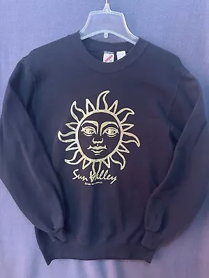 Vintage 80s Sweatshirt Black/Gold Sun Valley Idaho Ski Crewneck USA Made 1988 • $24