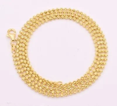 2mm Diamond-Cut Moon Cut Ball Bead Chain Necklace 14K Yellow Gold-Plated Silver • $32.56