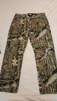 Mossy Oak Hunting Pants Y2K Mens 36x32 Camo Break-Up Infinity Hardwood Jeans EUC • $21.90