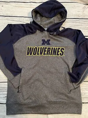 Michigan Wolverines Sweatshirt Medium Gray Blue Pullover Hoodie NCAA Football • $14.99