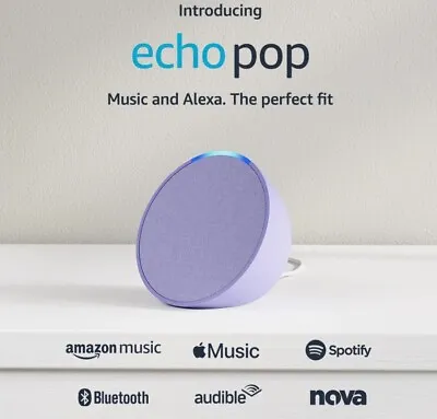 Amazon Echo Pop Lavender Bloom With Alexa Smart Speaker RRP 79 USE DISCOUNT CODE • $49.93