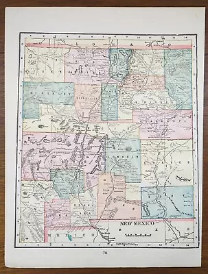 Vintage 1903 NEW MEXICO Map 11 X14  Old Antique Original ROSWELL SANTA FE TAOS • $17.24