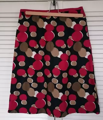 New Laura Ashley Linen Blend A Line Skirt Navy/Red Spot Size 12 RRP £60 • £12.50