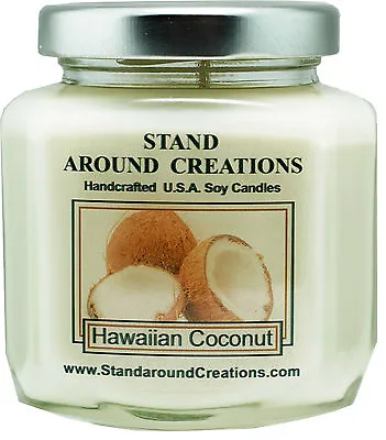 Premium 100% Soy Wax Candle - 6 - Oz. Hex Jar- Hawaiian Coconut • $13.99