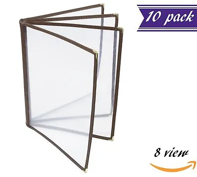 (10 Pack) 4 Page Book Fold Menu Covers Brown 8 View 8.5 X 11-inches Insert • $70.88