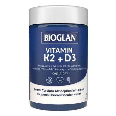 Bioglan VITAMIN K2 + D3 - 60 CAPSULES - NEW Supplement CARDIOVASCULAR HEALTH • $35