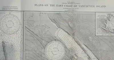 VTG Hydrographic Chart East Coast Of Vancouver Island British Columbia 1940s WW2 • $19.99