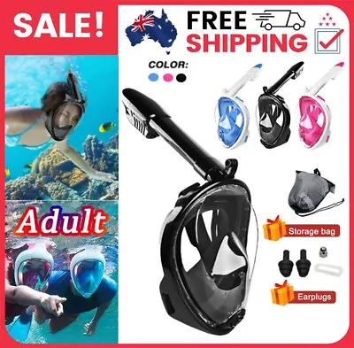 Adult Kids Full Face Snorkel Mask Snorkeling Set Diving Goggles For GoPro Swim • $3.70