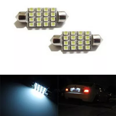 (2) Xenon White 1.50  16-SMD 6418 C5W LED Bulbs For Car License Plate Lights • $8.99