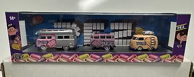 M2 Auto Hauler Series 69: PEZ 1959 VW Double Cab Truck & 1960 VW Van & Trailer • $22.99