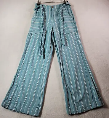 O'Neill Trouser Pants Womens Size 24 Blue White Striped Wide Leg Flat Front • $19.99