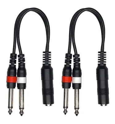 (2) Pack 1/4 Inch Stereo TRS Female To 2 X 1/4 Inch Male Mono Y Splitter Cable • $10.79