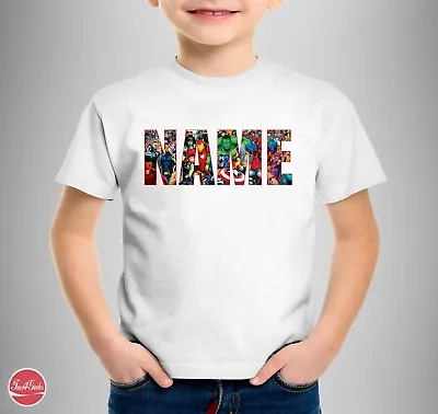 £9.99 • Buy Marvel Personalised Logo T-shirt  YOUR NAME  Birthday Xmas Matching Tees