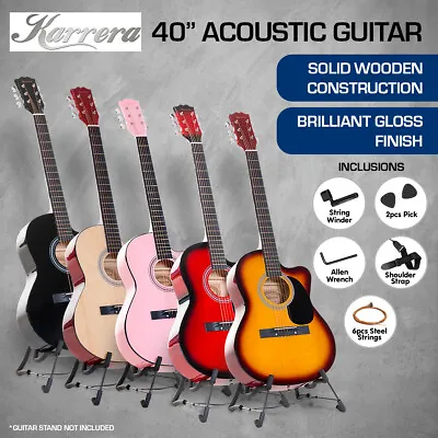40in Karrera Acoustic Cutaway Guitar Bag Strings Picks Carry Bag Winder • $75