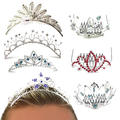 £12.99 • Buy Tiara Combs Flower Girls Bridesmaid Accessories Kids Crystal Diamante Crown Prom