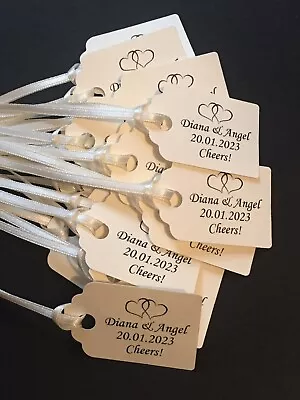 £2.45 • Buy 20 Personalised Heart Cross Wedding Christening Favour Gift Tags Labels + Ties
