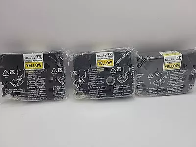 3PK Fits Brother P-Touch TZ-S641 Yellow Strong Adhesive Tape Label 18m Cartridge • $16.99