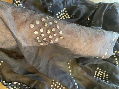 £99 • Buy Beautiful Black And Silver Silk Chiffon Assuit Veil Large