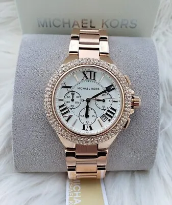 Michael Kors Authentic New Camille Rose Gold Chronograph Women's Mk6995 Watch • $153.01