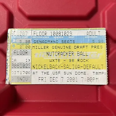 Nickelback Saliva Default Nutcracker Ball Concert Ticket Stub Vintage 2001 • $2.49