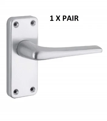 Modern Victorian Straight Aluminium Finish Lever Latch Door Handles Sets D1 • £6.98