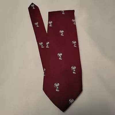 Mens Tie Vintage Cervantes Snoopy Joe Cool Red 3.125 Wide 56.75 Long Made In USA • $8