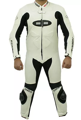 1pc Perrini Fusion Motorcycle Riding Racing Leather Suit W/ Padding & Hump White • $299.99