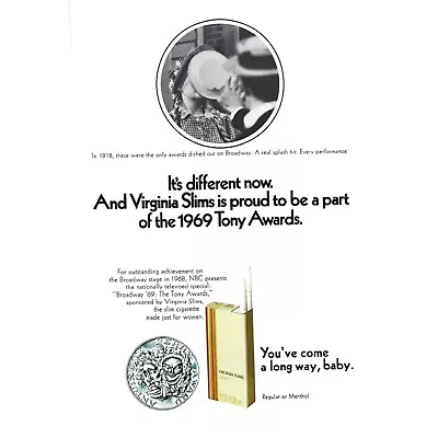 Virginia Slims Long Way Baby Cigarette Ad 1960s Vintage Print Ad 9 Inc • $9.50