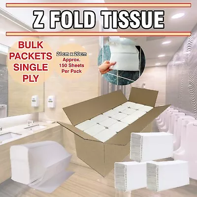 White Z Fold Tissue 1 PLY Paper Hand Towels Soft Multi-Fold Tissue Paper Napkins • £9.49