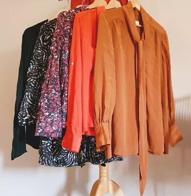 $42.95 • Buy Silk Blouse Long Sleeve Shirt Top Country Road Sportscraft Elie Tahari Sz L ~ XL